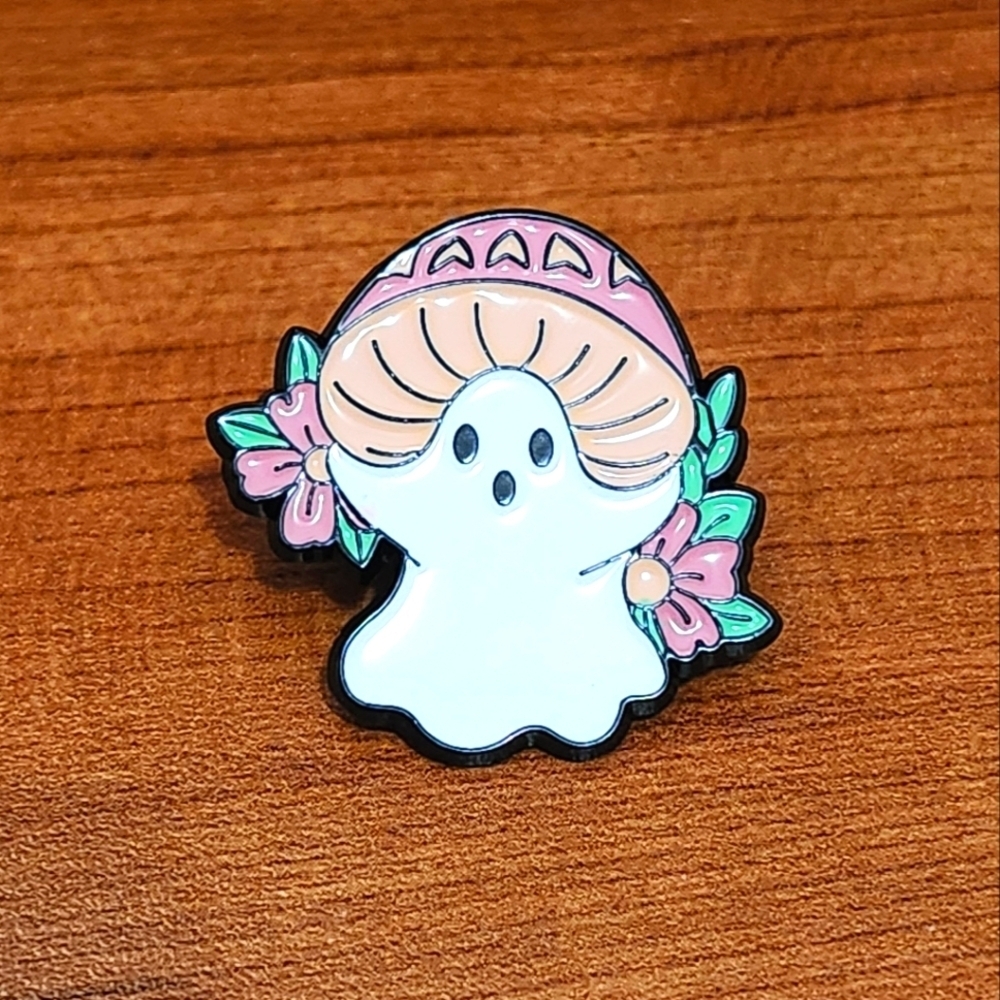 *4 for $20* Charming Ghost Mushroom and Flower Enamel Pin